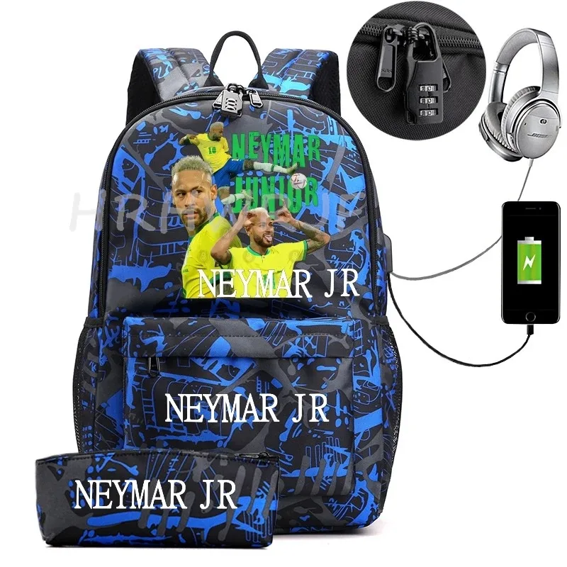 sac à dos neymar imprimé usb pour adolescents, sac à bandoulière pour ordinateur portable, sac à dos à la mode pour filles et garçons, sacs à dos pour lycée, mochilas de voyage