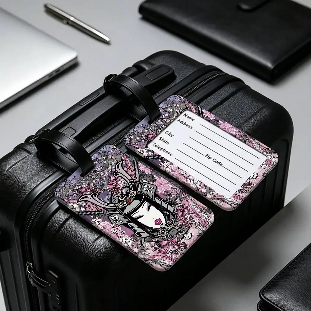 étiquette de bagage anti-perte en pvc durable, avec carte d'information, légère, pour identification des bagages, inspirée de l'anime japonais t-tokidoki