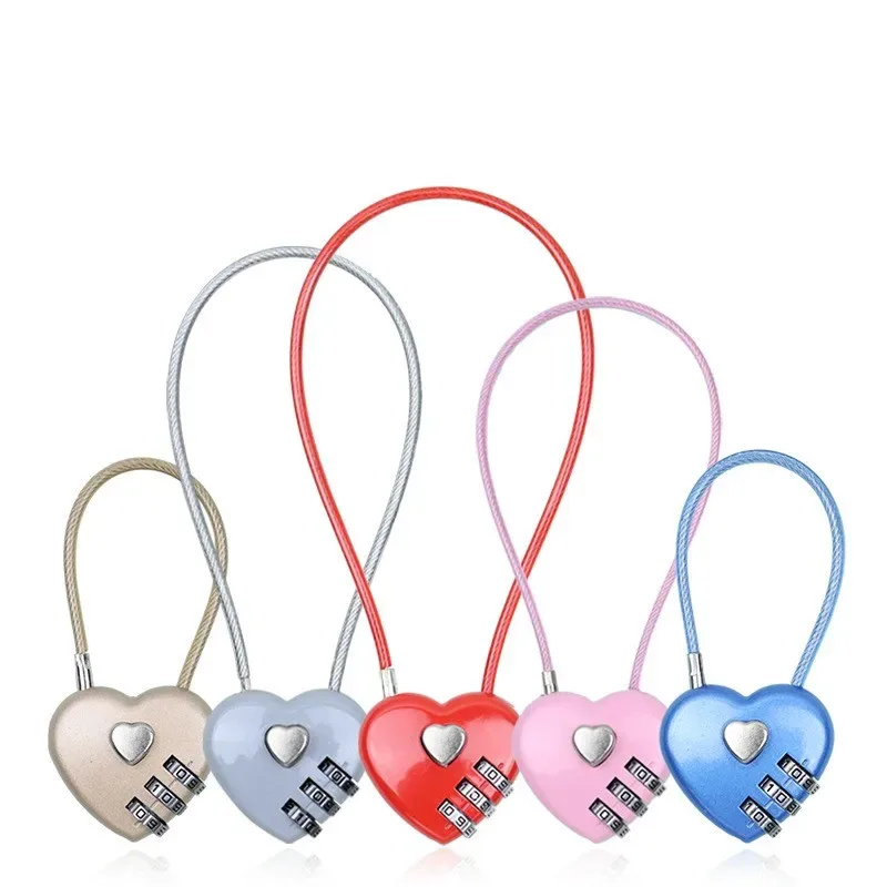 nouveau cadenas à combinaison à 3 chiffres en forme de cœur, cadenas à code pour sac, cadenas concentrique
