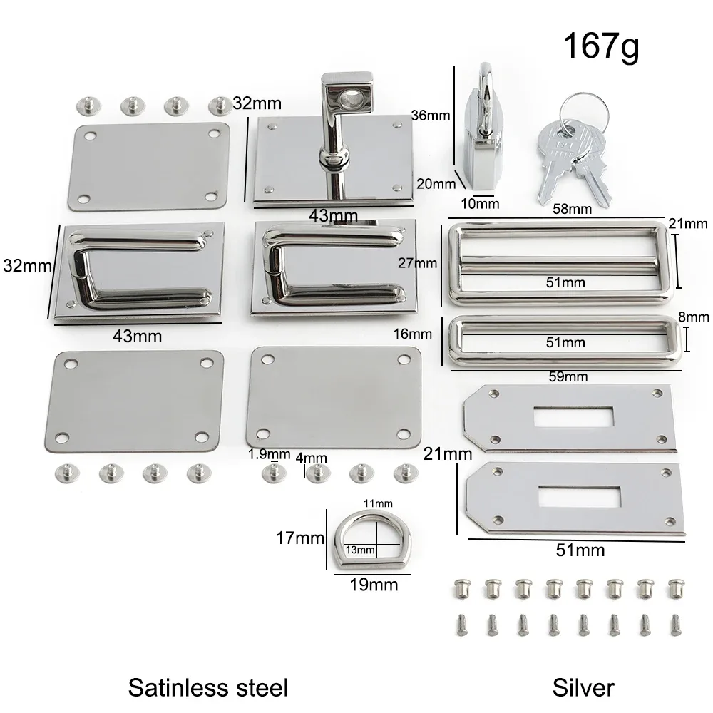 ensemble de serrures en acier inoxydable massif de haute qualité, grande taille, pour sacs de luxe classiques, cadenas avec clés, accessoires de remplacement, 1/3/5 ensembles