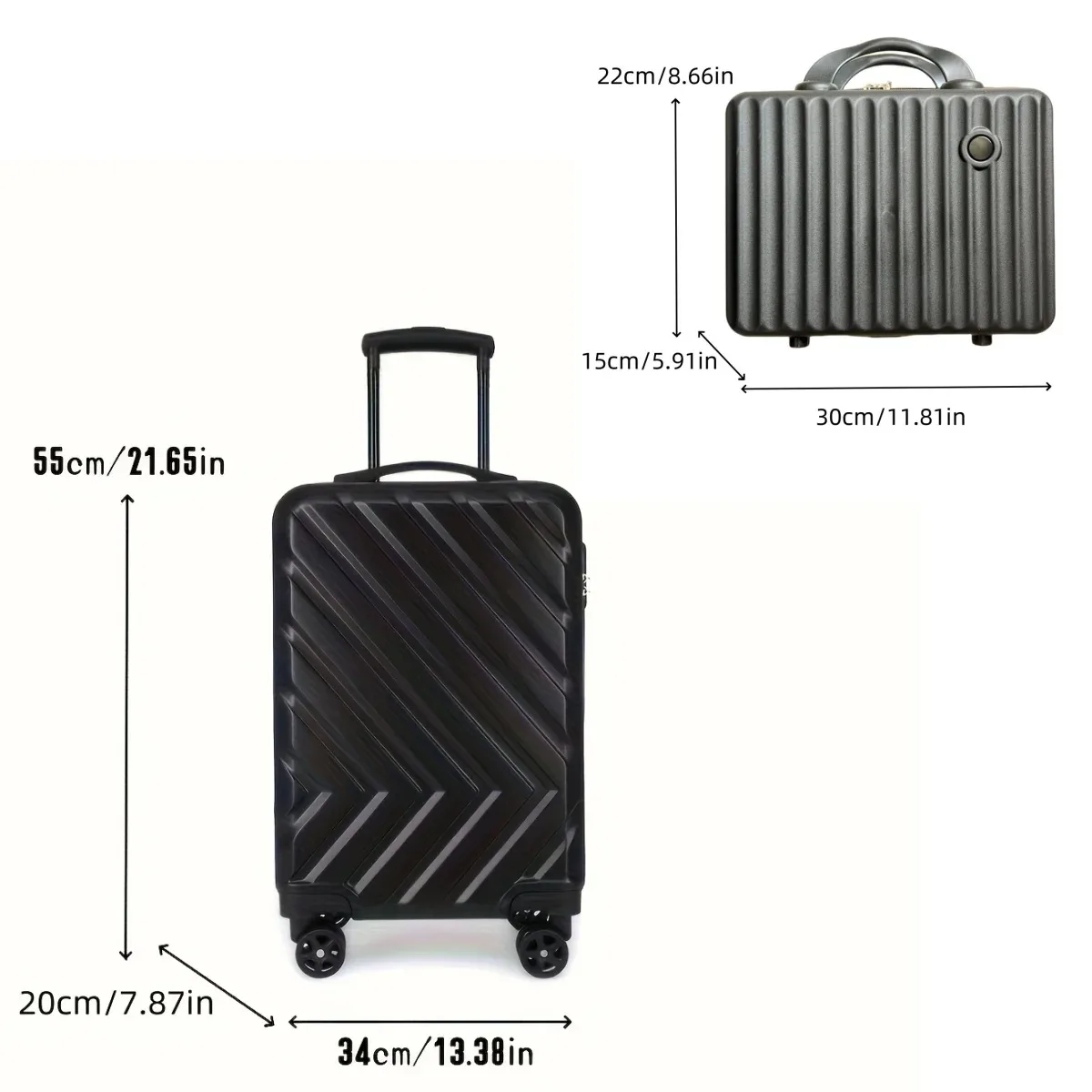 2 pièces, boîtier de chariot de 20 pouces et combinaison de valise de 14 pouces, roue universelle, chariot télescopique, grande capacité, rangement en couches, valise, valise d'embarquement, valise de transport légère, matériau de coque en abs de haute qualité, fermeture à glissière durable