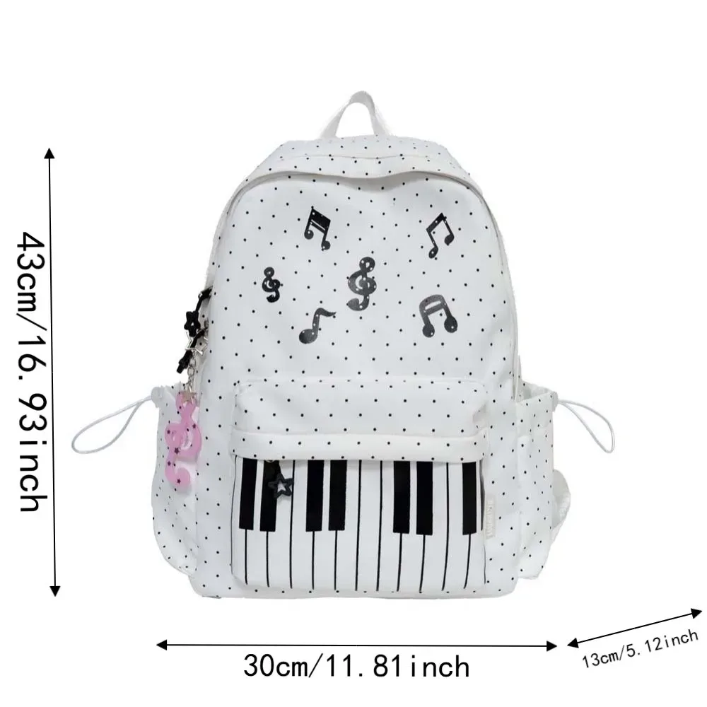 sac à dos pour piano en nylon, multi-poches, design léger, sac à dos pour clavier, couleur contrastée, style japonais, sac d'école mignon, voyages de week-end