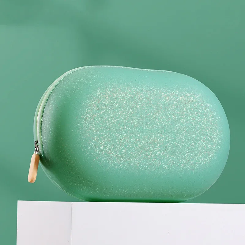 sac à cosmétiques en silicone de grande capacité, sac de rangement de voyage étanche, gain de place, anti-poussière, fermeture à glissière, porte-monnaie de voyage