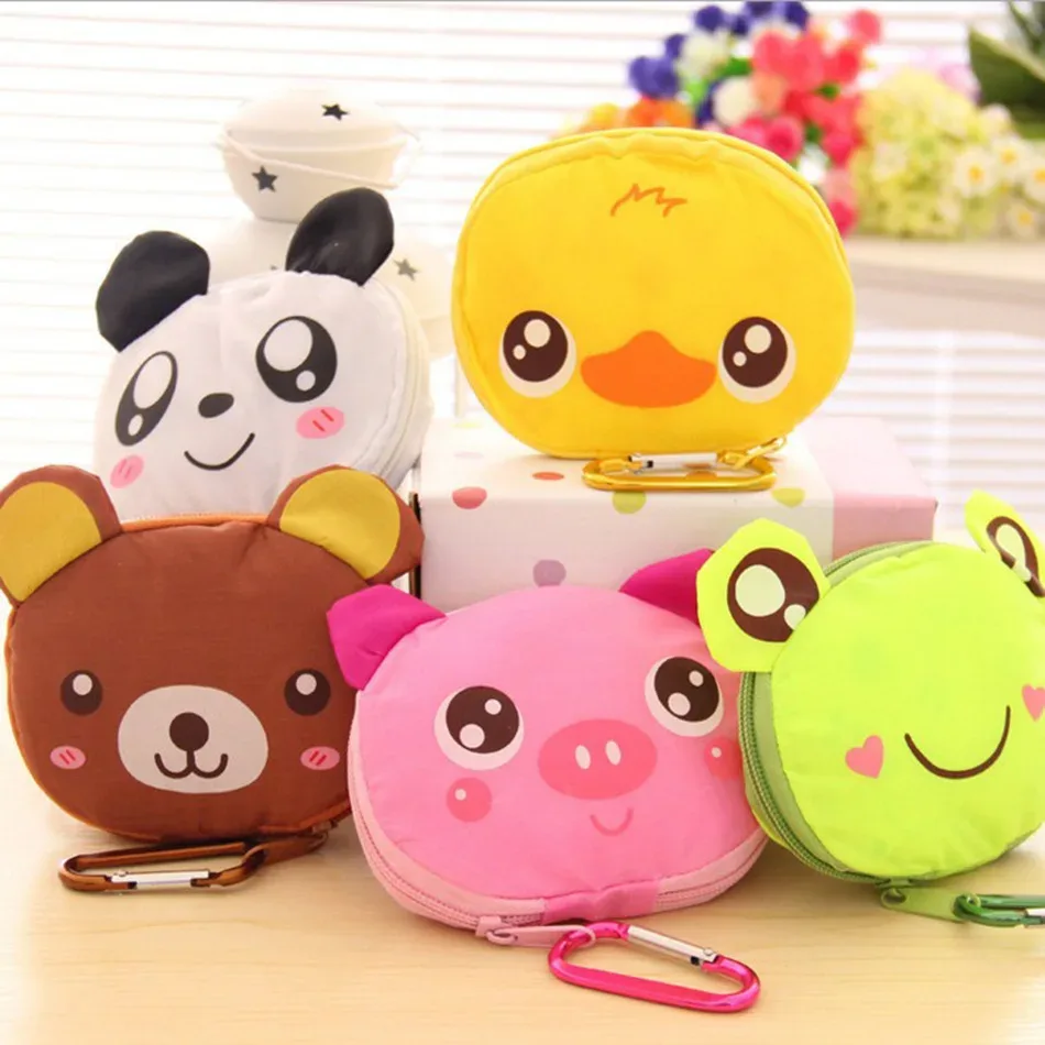 nouveau dessin animé animal pliable shopping fourre-tout réutilisable eco sac panda grenouille cochon ours sacs à provisions imperméables sacs de rangement
