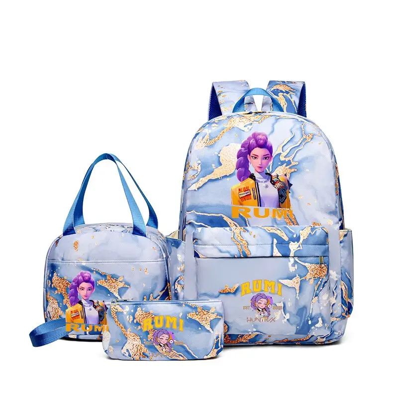 sacs à dos kpop demon hunters avec sacs à déjeuner, sacs d'école légers pour étudiants et adolescents, sac de voyage décontracté pour femmes, 3 pièces/ensembles