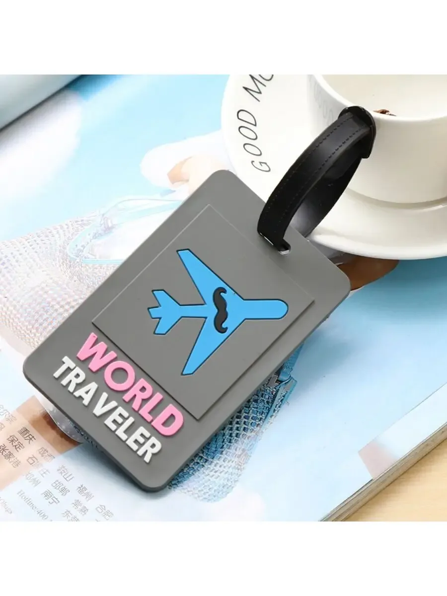 étiquettes de bagage en silicone, accessoires de voyage, étiquettes de valise, style à la mode, étiquette de voyage portable, porte-adresse d'identification, 1 pièces