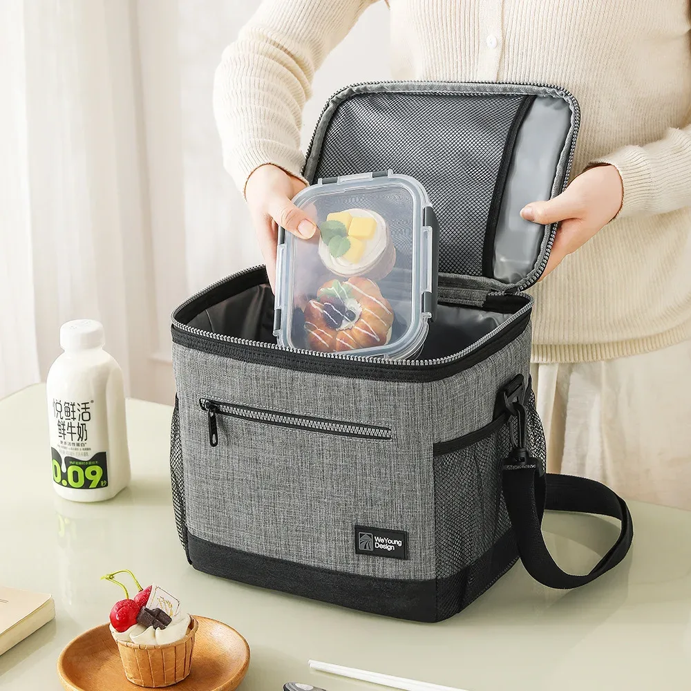 Sac d'isolation thermique de grande capacité, sac de rangement de Fruits Bento pour les déplacements au bureau en plein air, sac isotherme thermique pour boissons et boissons