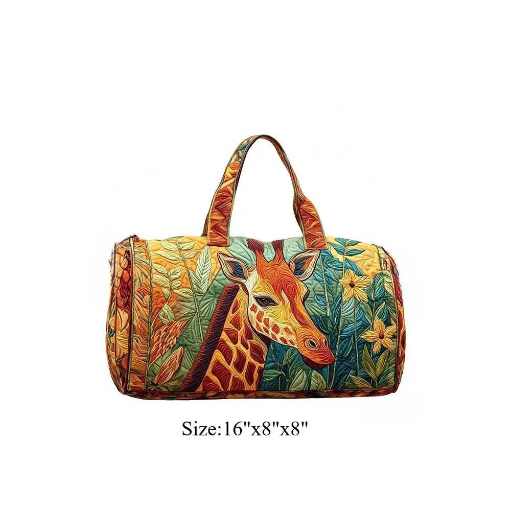 sac de voyage matelassé, sac de week-end, imprimé girafe 3d, bagage à motif animal africain, sac à main pour les vacances, la plage, le camping