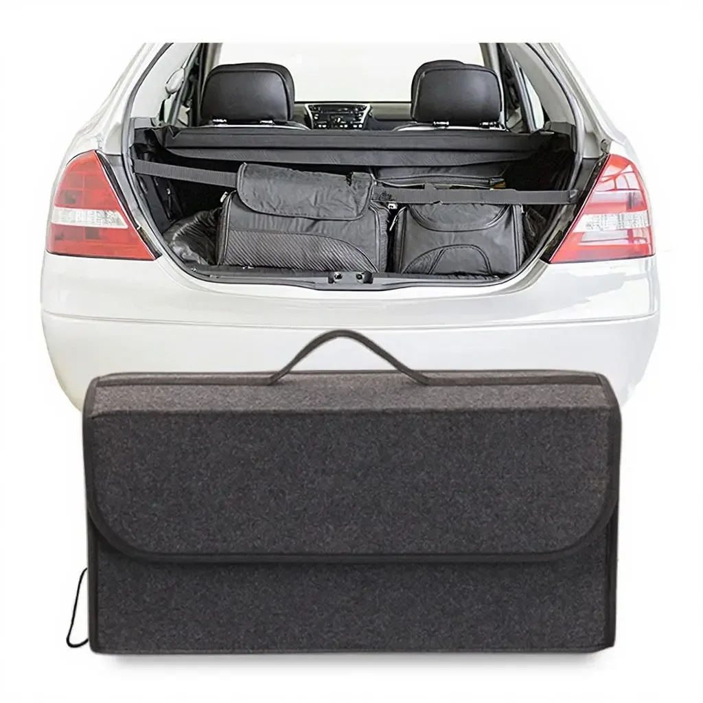 sac de rangement en feutre pour coffre de voiture, en tissu non tissé, pliable, organisateur portable avec poignée, résistant à l'usure, boîte de rangement universelle pour voiture