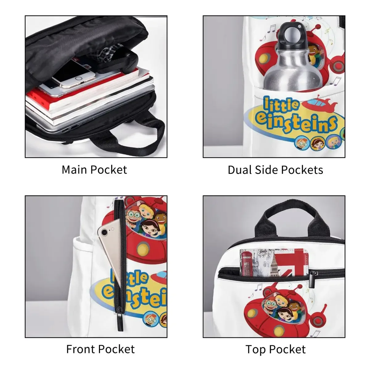 vêtements amusants little einsteins, sac à dos de voiture little einsteins, sac à dos de grande capacité pour enfants, sac d'école, sacs à bandoulière