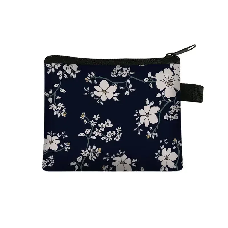 petit sac à cosmétiques imprimé floral pour filles et femmes, sac de rangement pour serviettes hygiéniques, sac de rangement pour pièces de monnaie, carte, argent, écouteurs, porte-rouge à lèvres, pochette