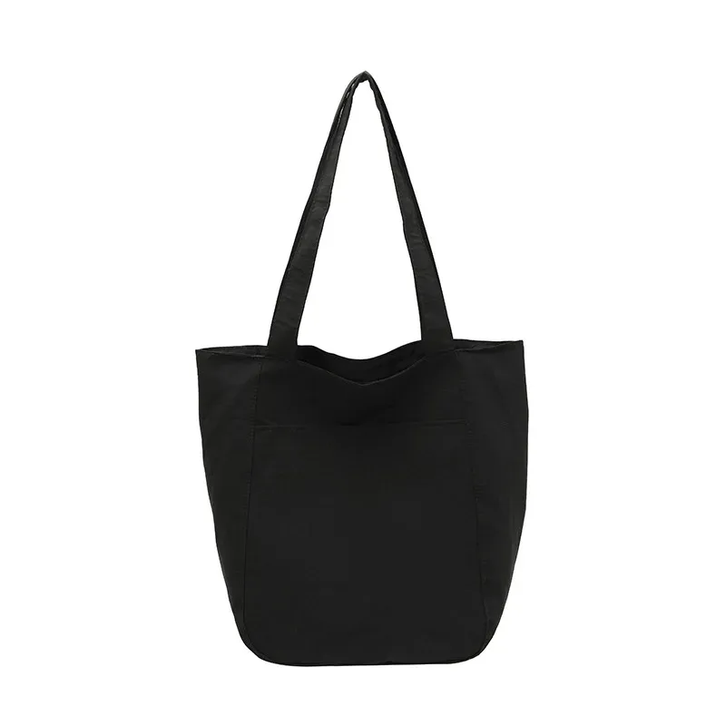 sac fourre-tout en coton lavé avec logo personnalisé, grand sac à bandoulière en toile souple, réutilisable, pour le shopping, les sorties quotidiennes, l'école et les voyages