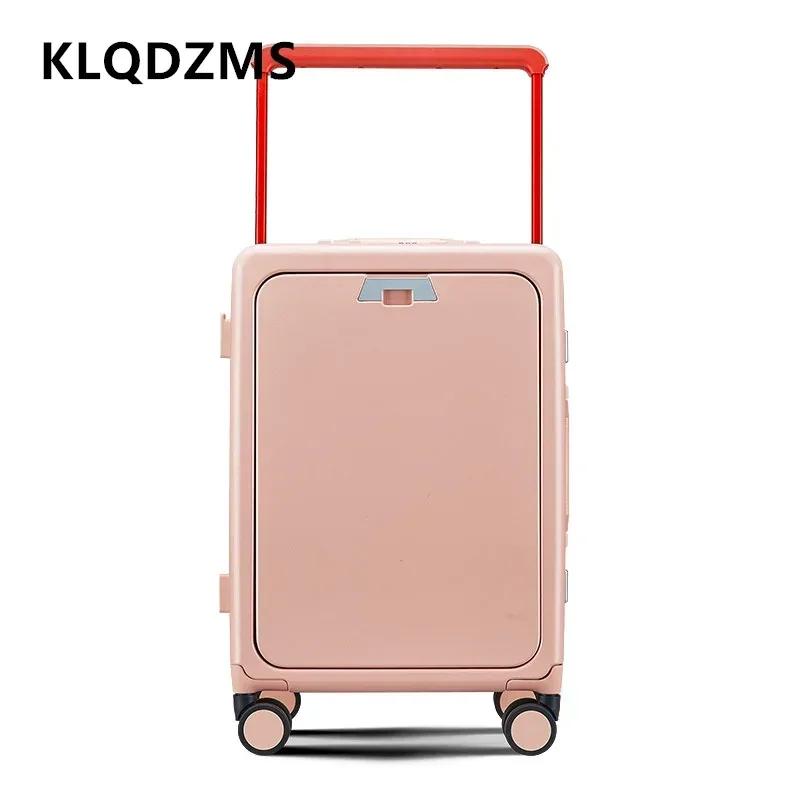 klqdzms 20 pouces pc valise usb charge ouverture avant ordinateur portable boîte d'embarquement multifonction boîtier de chariot 24 "bagage à main
