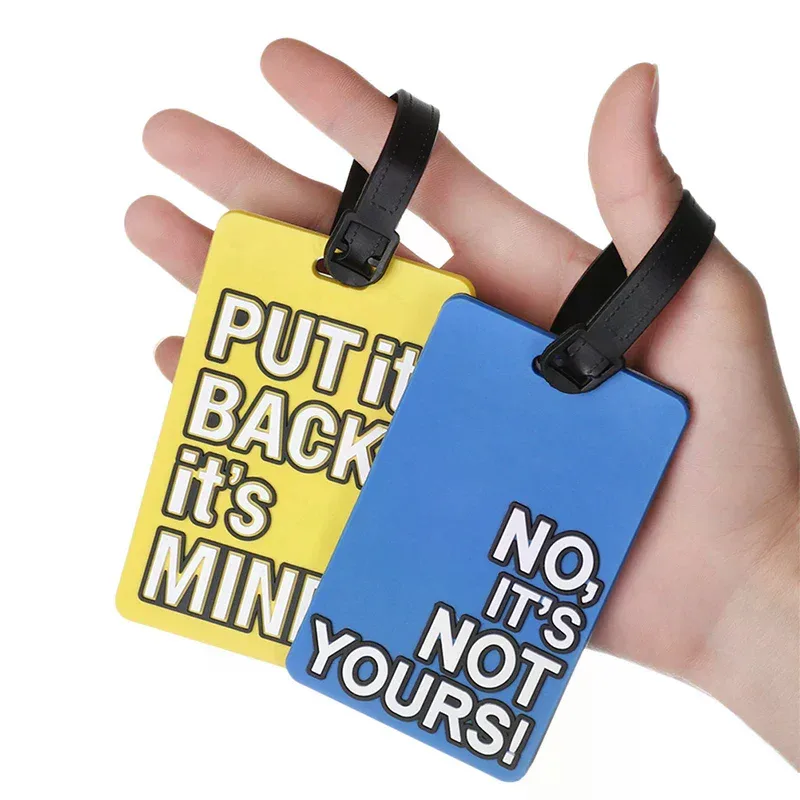 étiquettes de bagage en silicone, lettre créative, pas votre sac, accessoires de voyage, valise, style dessin animé, mode, portable, 2022