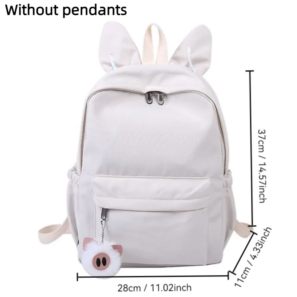 nouveau sac à dos étudiant à oreilles de lapin, couleur unie, sangle réglable, sac à dos pour femme, léger, grande capacité, sac de voyage pour étudiants