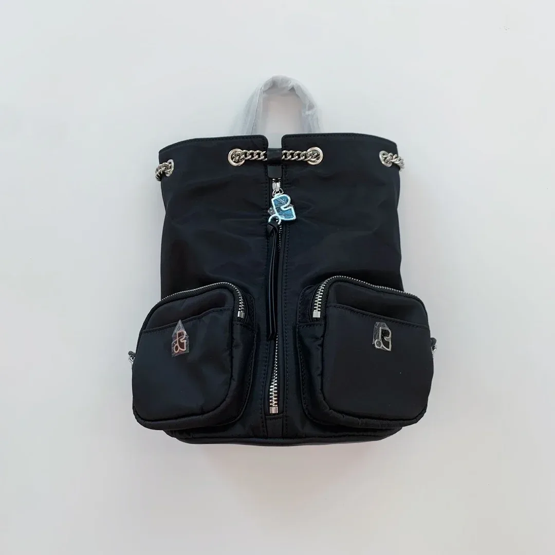 sac à dos à chaîne unique, sac à dos créatif coréen multi-poches avec fermeture éclair