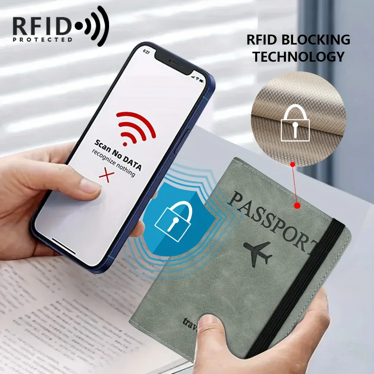 porte-passeport rétro en pu, portefeuille multifonction avec blocage rfid, housses de passeport avec emplacements pour cartes et objets personnels