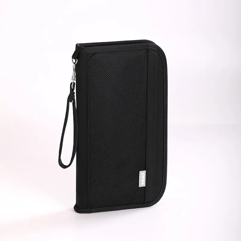 portefeuille de voyage rfid, organiseur de passeport, porte-documents, porte-cartes, pochette de rangement pour billets et argent avec dragonne pour le voyage