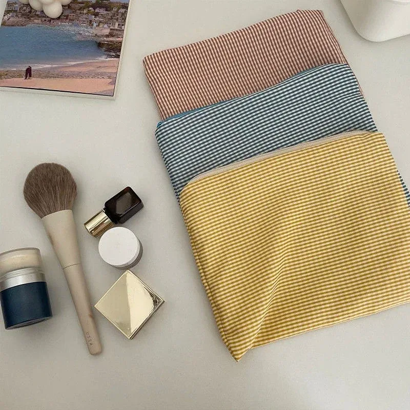 Sacs à cosmétiques à carreaux en coton doux pour femmes, sacs de maquillage, sacs de rangement, mode Simple Portable, sacs de lavage de grande capacité
