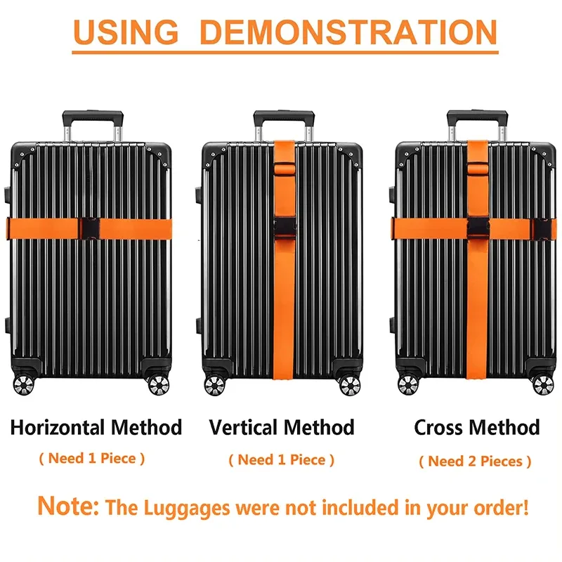 sangles de bagages de forme droite pour valise, ceinture de bagages en polyester avec boucle de dégagement réglable, accessoire de voyage