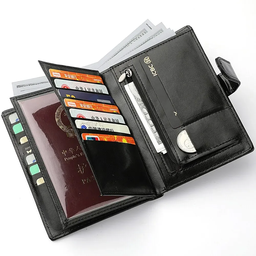 portefeuille de voyage élégant sac de passeport multi-carte porte-carte portable multi-fonction hommes
