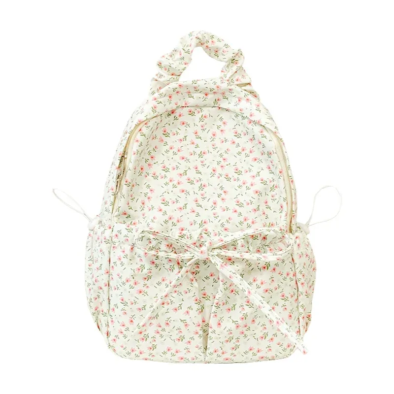 sac à dos décontracté à double bandoulière pour femmes, style frais et simple, imperméable, ultra-léger, antivol, sac d'école à motifs floraux