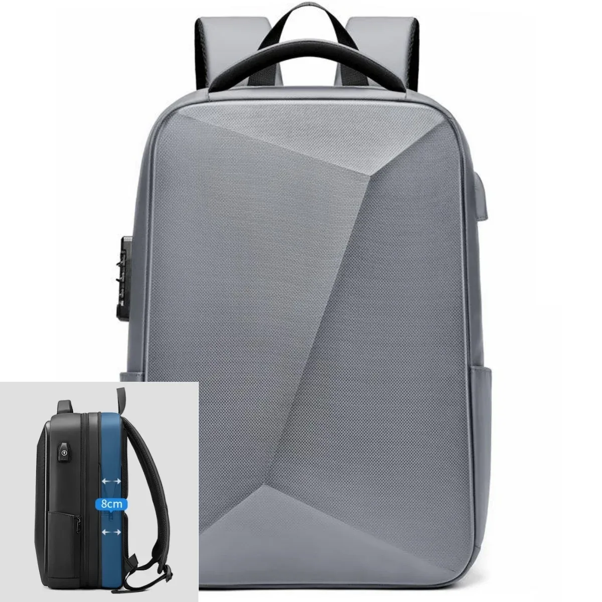 sac à dos pour ordinateur portable 15.6 pouces pour hommes, sac de voyage extensible, étanche, antivol, sac à dos d'affaires, chargeur usb, coque rigide abs