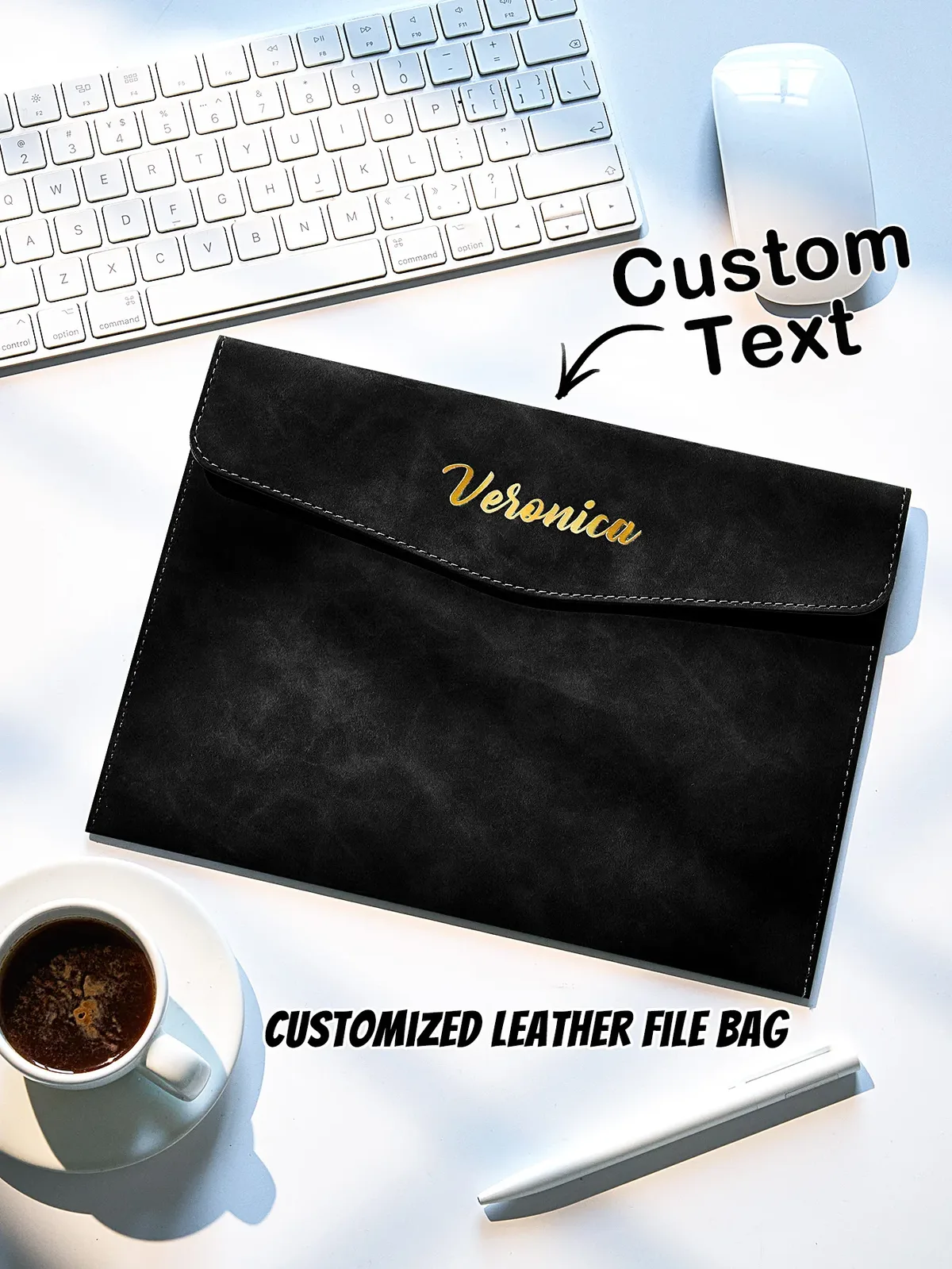 nom personnalisé a4 a5 dossier fermeture magnétique en cuir pu organisateur de bureau sac de documents d'affaires cadeau pour papa maman 6 couleurs