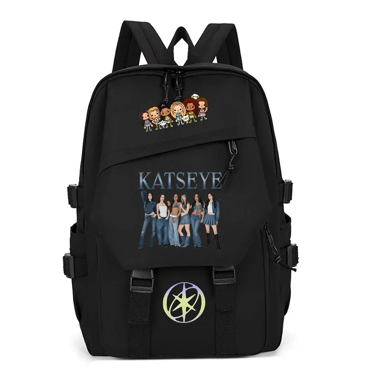 sac à dos katseye multi-poches pour hommes et femmes, sac à dos de voyage décontracté, sac d'école kpop pour adolescentes