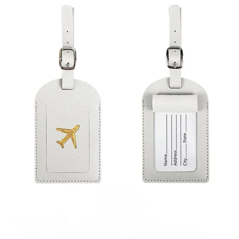 étiquette d'adresse de valise, étui d'embarquement en cuir estampillé, étiquette de bagage d'affaires, nom, identification, clip d'adresse, accessoires de voyage