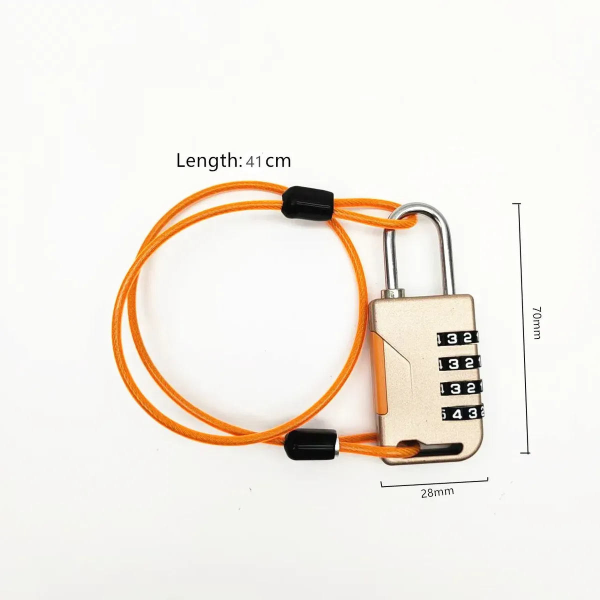 cadenas à combinaison réinitialisable compact à 4 chiffres, corps étroit, câble extra long de 50 cm pour valise, voyage