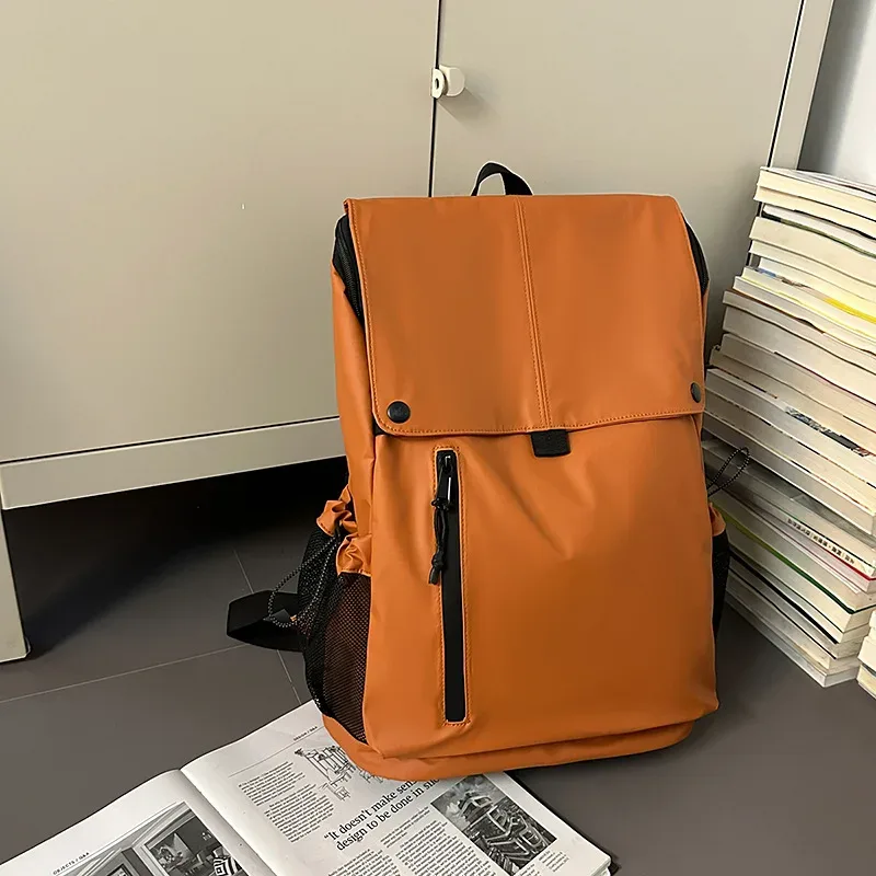 sac à dos en cuir imperméable pour hommes et femmes, orange, vert, noir, kaki, voyage en plein air, pochette d'ordinateur d'affaires, sac d'école de grande capacité