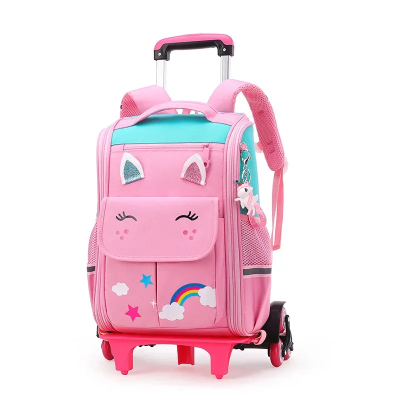 enfants chariot sac à dos roues étudiant haute capacité sacs d'école sac à dos roulant enfants chariot sac école sac à dos sac à roulettes