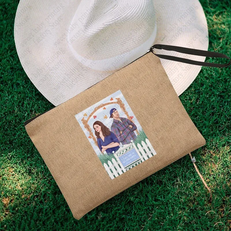 luke's flaxen cosmetic bag, coffee lover purse, inspired unisex wristlet clutch, gilmore girl star hollow powder, gérmerch