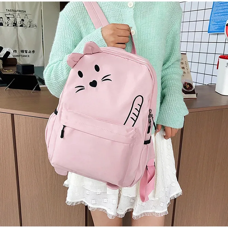sac à dos scolaire mignon de style coréen, grande capacité, léger, en nylon, sac à dos décontracté pour étudiants, sac de voyage, sac pour ordinateur portable pour l'université