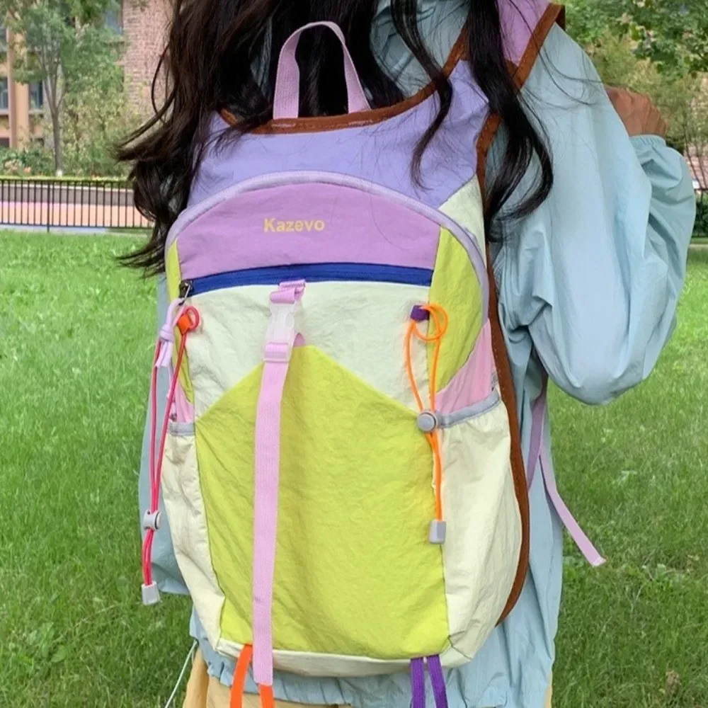 sac à dos de voyage en nylon avec fermeture éclair, multicolore, grande capacité, sac à dos de voyage multifonctionnel, durable, pour l'extérieur, pour l'école