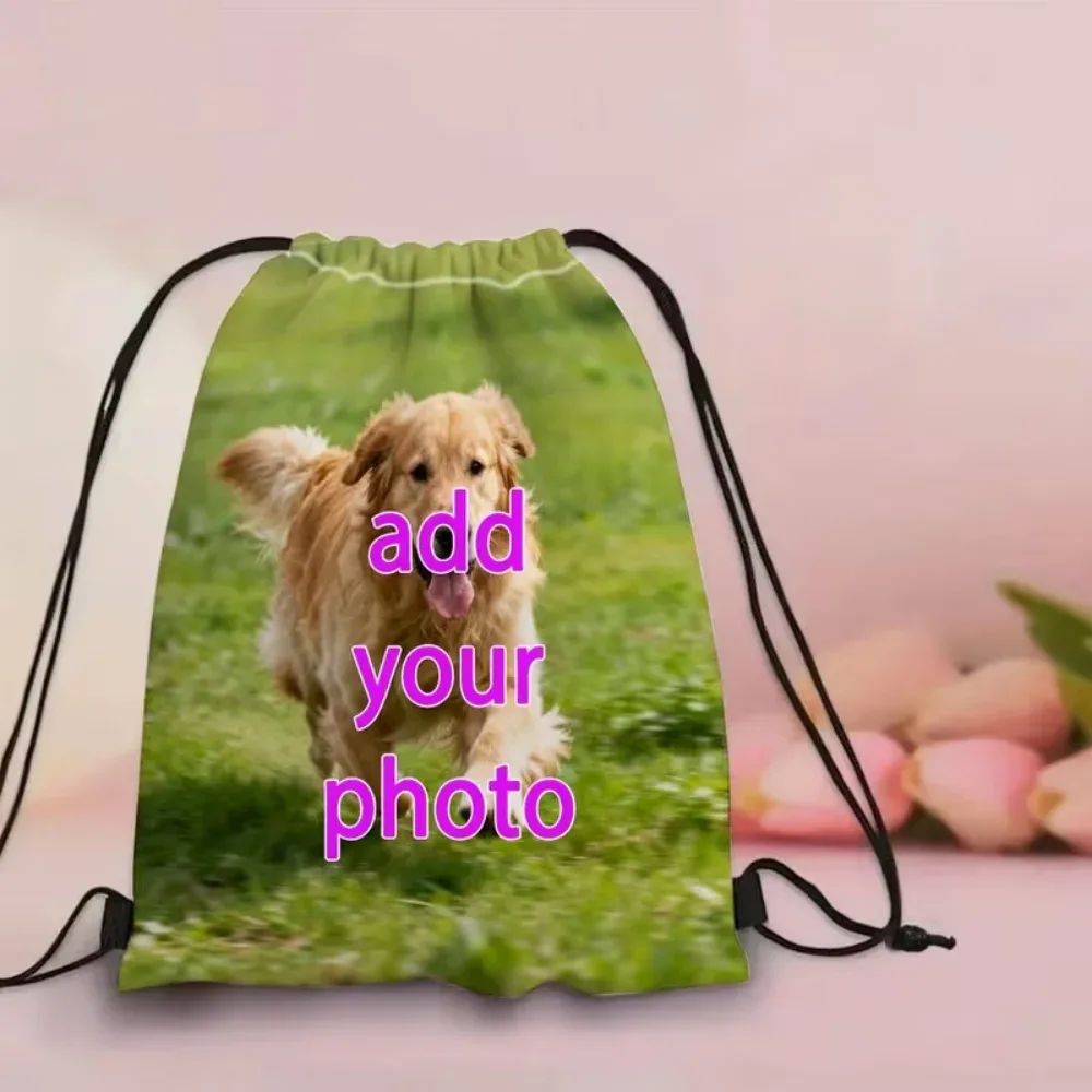1 sac à cordon personnalisé avec photo |   sac à dos en polyester durable, parfait pour les activités de plein air et les cadeaux festifs, lavable en machine
