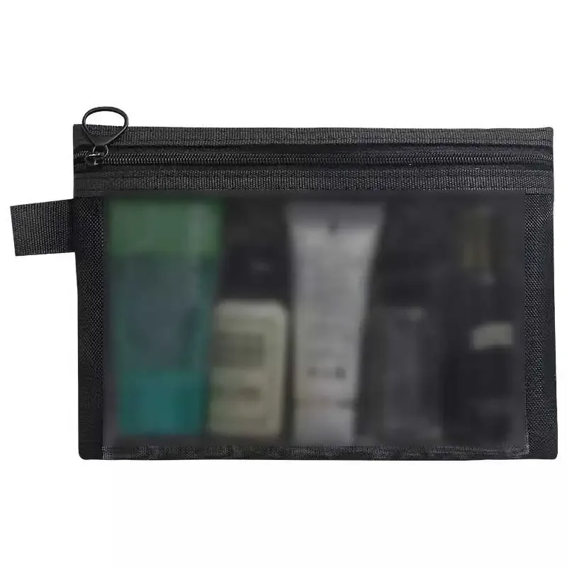 sac à cosmétiques transparent en maille, pochette de rangement de voyage portable pour articles de toilette, organisateur de maquillage léger et respirant pour usage quotidien en extérieur