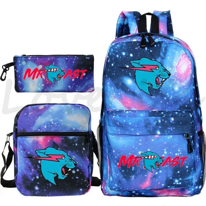 sac à dos d'école mr beast lightning cat pour garçons et filles, sacs d'école 3 pièces/ensemble, sac de voyage, sac à dos imprimé mr beast, mochila pour enfants, cadeau