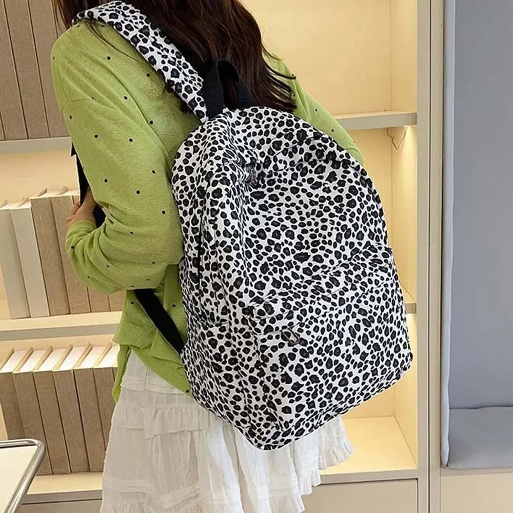 sac à dos pour ordinateur portable en nylon imprimé léopard, sac à dos rétro, sac d'école pour étudiants, sac à dos durable avec sangles fixes, grande capacité, pour usage quotidien