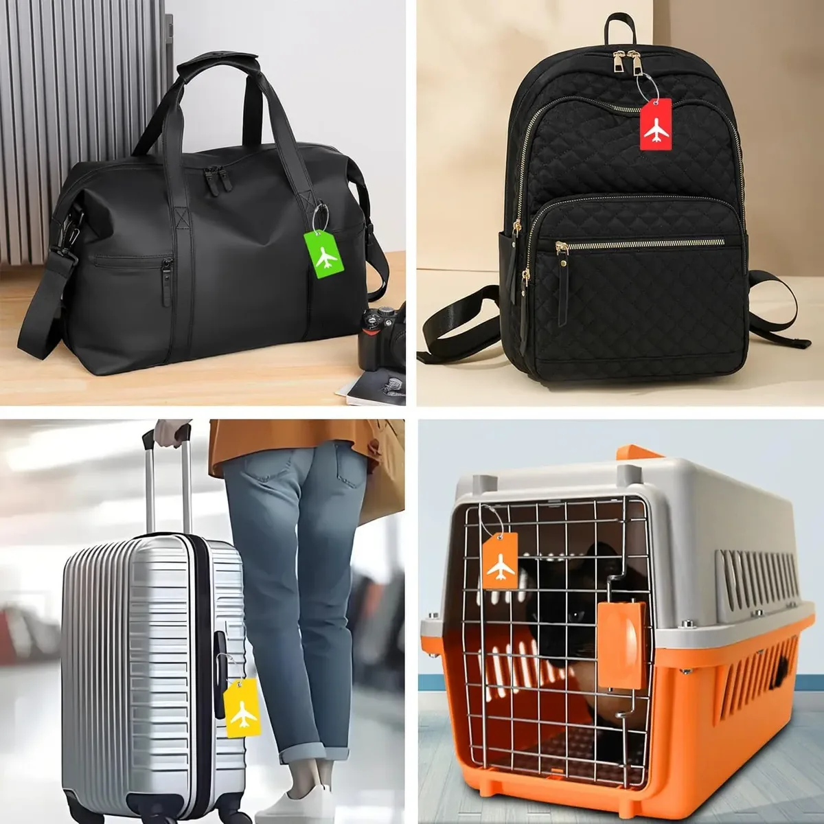 étiquette de bagage en silicone pour valises avec boucle en acier inoxydable, approuvée par tsa, étiquettes de sac essentielles de voyage pour protection de la vie privée