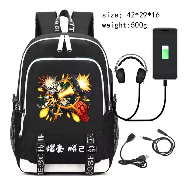 sac à dos de cosplay my hero academia anime, sac d'école pour étudiants, sac à dos de dessin animé, sac à dos pour ordinateur portable, sac à dos de voyage, cadeaux pour enfants en plein air