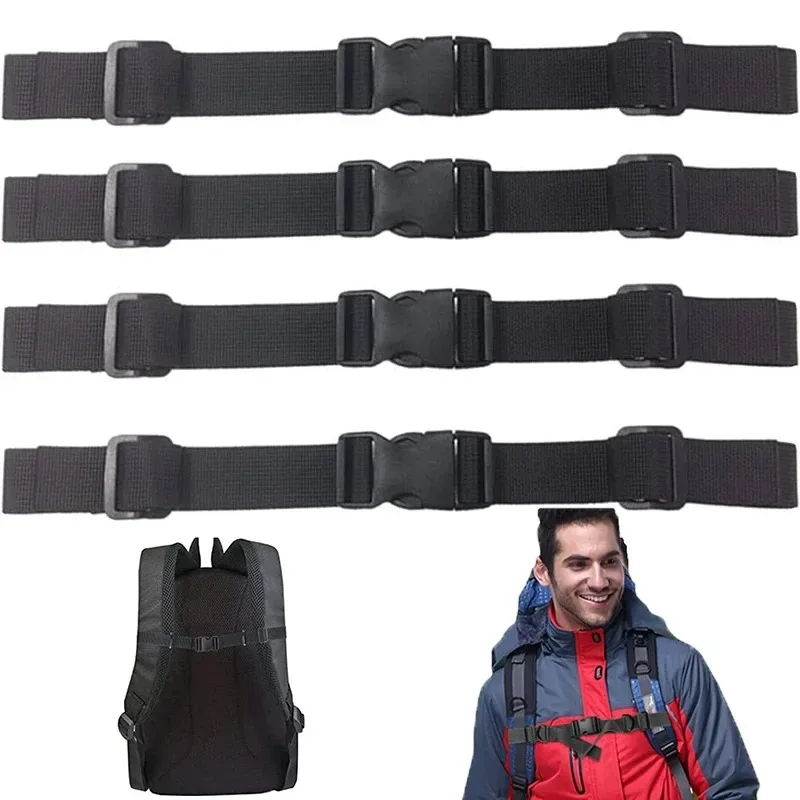 sangle de poitrine en nylon noir pour sac à dos, harnais réglable pour sac, accessoires de sangles pour sacs tactiques de camping en plein air