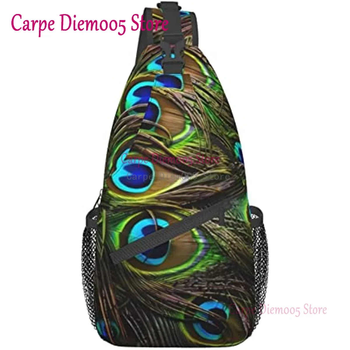 sac à bandoulière plume de paon, sac à dos de randonnée, sac de jour, sac de poitrine, sac à bandoulière pour femmes et hommes