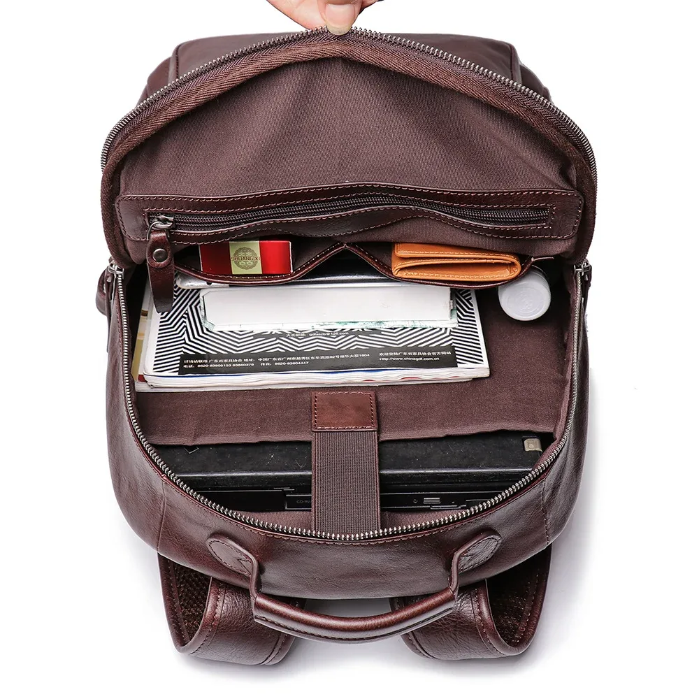 sac à dos en cuir véritable fait main de haute qualité pour homme, sac d'école, sac à dos pour ordinateur portable imperméable de luxe, sac de voyage, sac à dos vintage