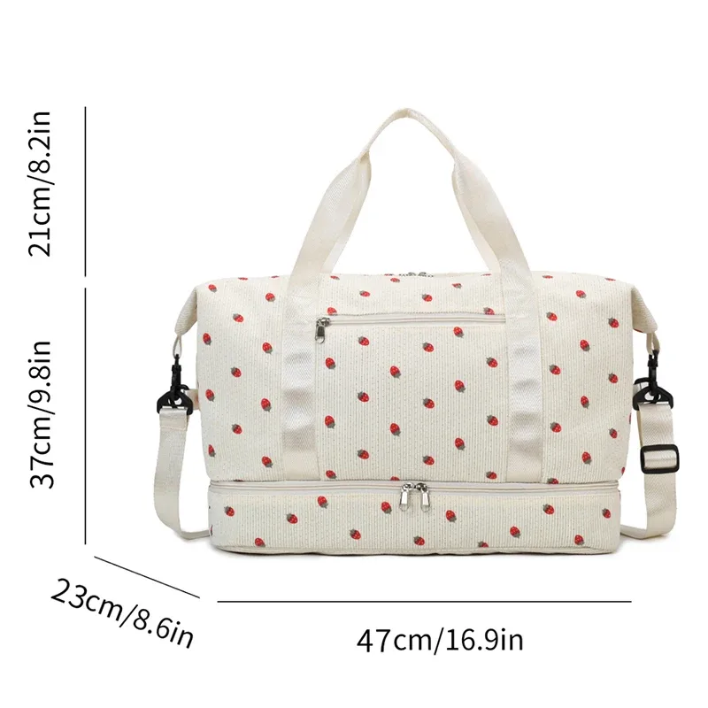 sac fourre-tout de voyage en velours côtelé, sac de voyage de grande capacité avec compartiment à chaussures, sacs de sport et de fitness pour femmes