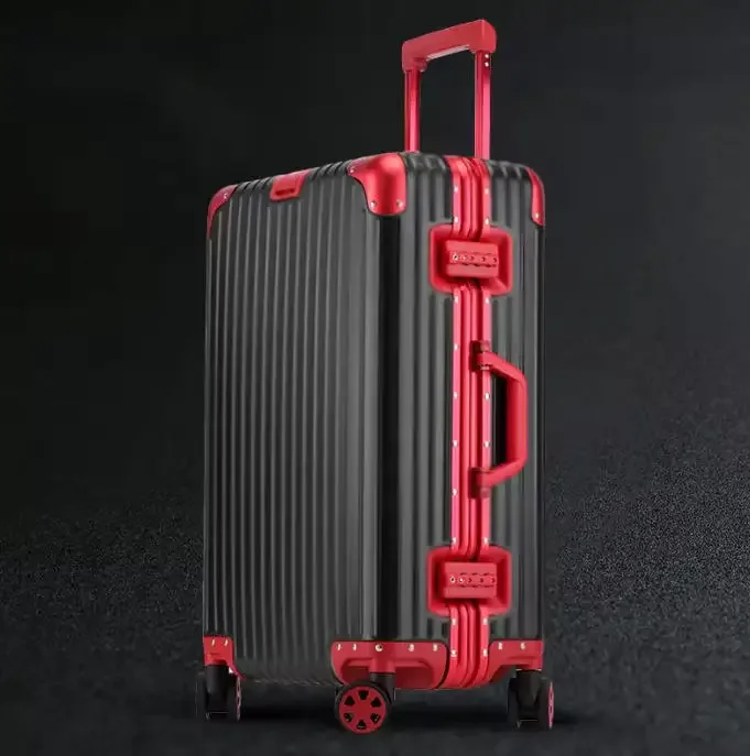 100% valise en aluminium cabine 20/22/24/26/29 pouces alliage de magnésium bagage à main mot de passe boîte tsa serrure métal dur boîtier de chariot