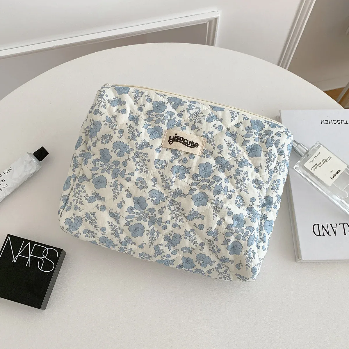 sac de rangement cosmétique de grande capacité, organiseur de toilette portable, sac à maquillage simple de style ins pour femmes, petit sac à main à fleurs