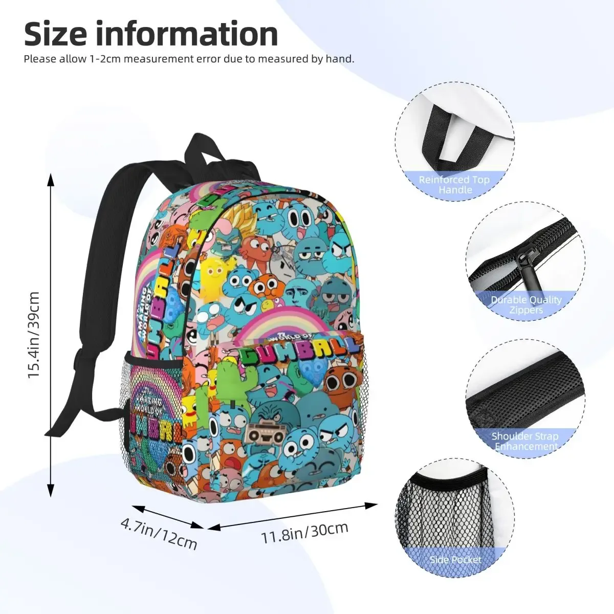sac à dos the amazing world of gumball, sac à livres pour étudiants, sac d'école pour garçons et filles, sacs à bandoulière pour ordinateur