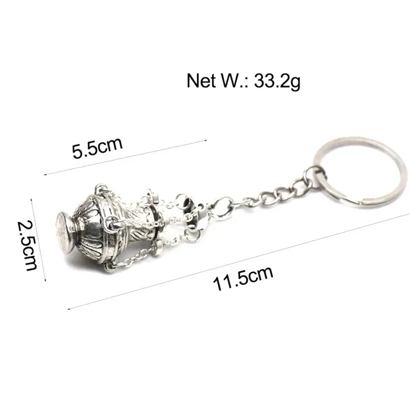 porte-clés vintage en forme de brûle-encens, breloque religieuse pour sac, porte-clés de voiture, cadeau d'articles ménagers, décoration de sac à dos pour la prière